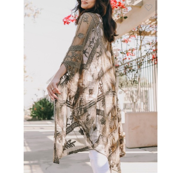 LAST 1 then sold out! New Beautiful Boho Leaf Kimono Cardigan - Picture 4 of 9